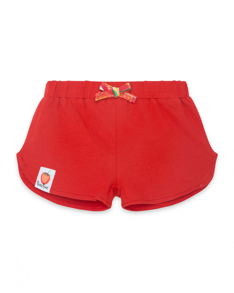 Short en jersey lien fille rouge fruitty time