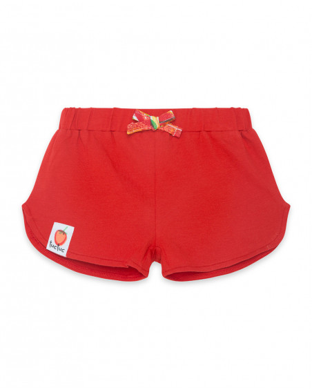 Short en jersey lien fille rouge fruitty time Short en jersey lien fille rouge fruitty time