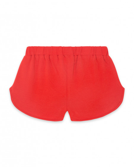 Short en jersey lien fille rouge fruitty time Short en jersey lien fille rouge fruitty time