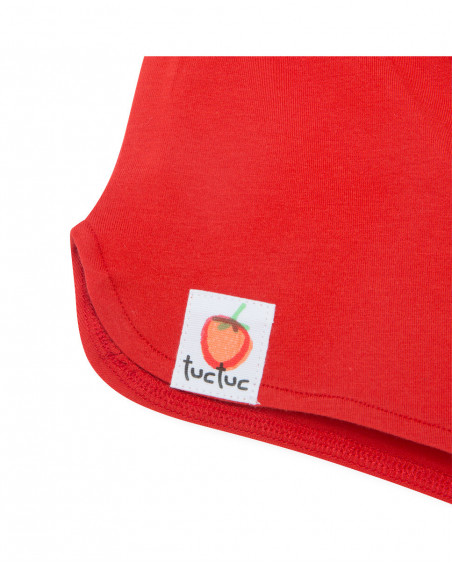 Short en jersey lien fille rouge fruitty time Short en jersey lien fille rouge fruitty time
