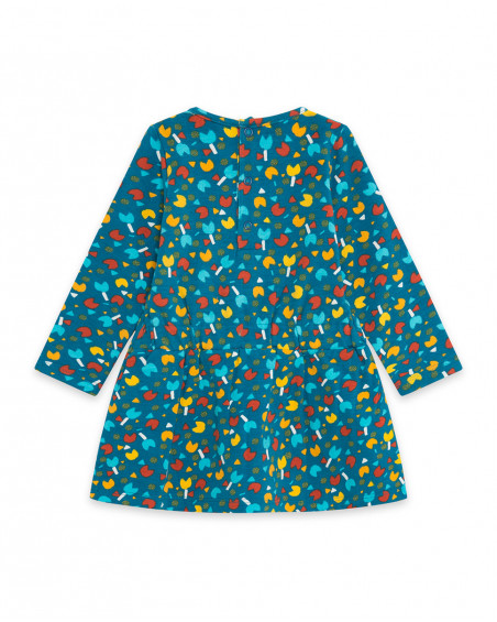 Robe en coton molletonné imprimé fille bleu smile today Robe en coton molletonné imprimé fille bleu smile today