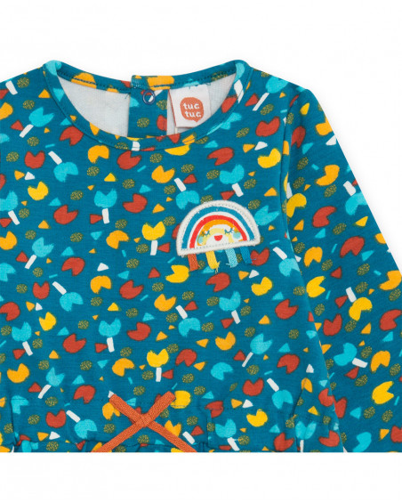 Robe en coton molletonné imprimé fille bleu smile today Robe en coton molletonné imprimé fille bleu smile today