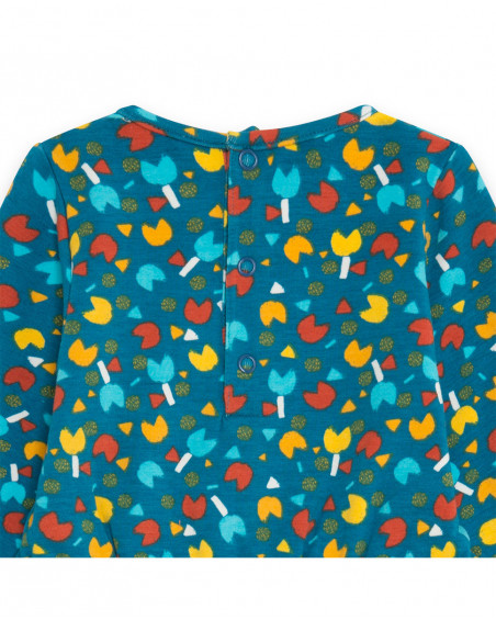 Robe en coton molletonné imprimé fille bleu smile today Robe en coton molletonné imprimé fille bleu smile today