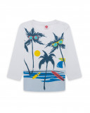 Tee-shirt en jersey manche longue garçon blanche enjoy the sun Tee-shirt en jersey manche longue garçon blanche enjoy the sun