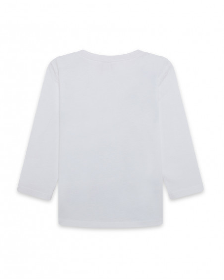 Tee-shirt en jersey manche longue garçon blanche enjoy the sun