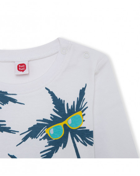 Tee-shirt en jersey manche longue garçon blanche enjoy the sun