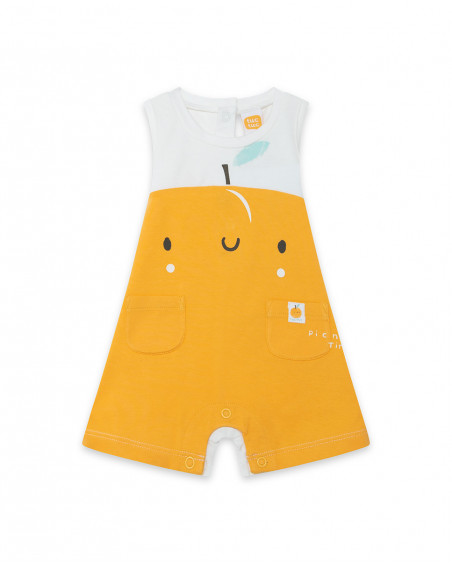 Grenouillère en jersey short garçon orange picnic time Grenouillère en jersey short garçon orange picnic time