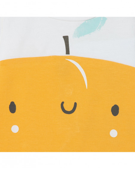 Grenouillère en jersey short garçon orange picnic time Grenouillère en jersey short garçon orange picnic time
