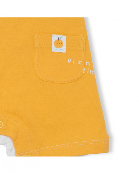 Grenouillère en jersey short garçon orange picnic time Grenouillère en jersey short garçon orange picnic time