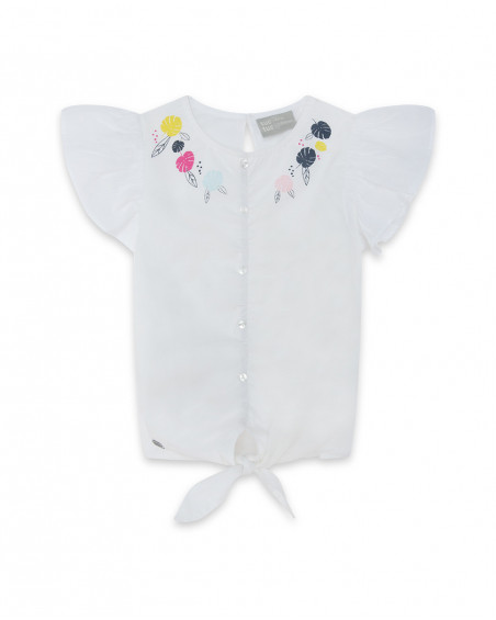 Blouse en popeline boutons fille blanche island Blouse en popeline boutons fille blanche island
