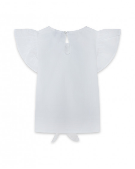 Blouse en popeline boutons fille blanche island Blouse en popeline boutons fille blanche island