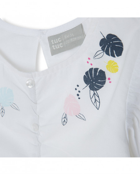 Blouse en popeline boutons fille blanche island Blouse en popeline boutons fille blanche island