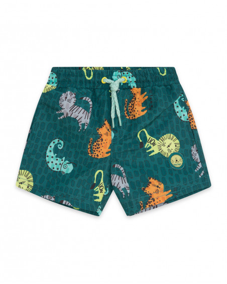 Short de bain imprimée garçon vert in the jungle Short de bain imprimée garçon vert in the jungle