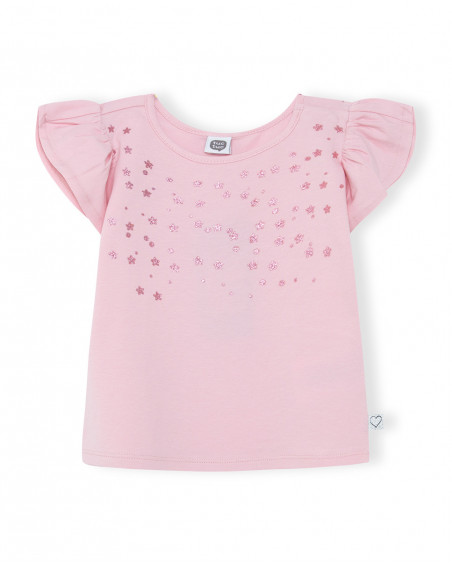 Tee-shirt en jersey volants fille rose basicos baby