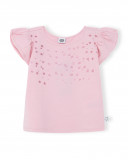 Tee-shirt en jersey volants fille rose basicos baby Tee-shirt en jersey volants fille rose basicos baby