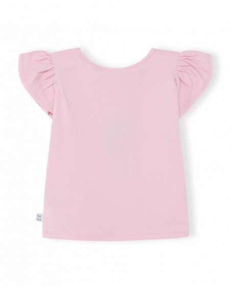 Tee-shirt en jersey volants fille rose basicos baby
