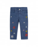 Pantalon en sergé fleurs fille bleu enjoy the sun Pantalon en sergé fleurs fille bleu enjoy the sun