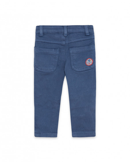 Pantalon en sergé fleurs fille bleu enjoy the sun Pantalon en sergé fleurs fille bleu enjoy the sun