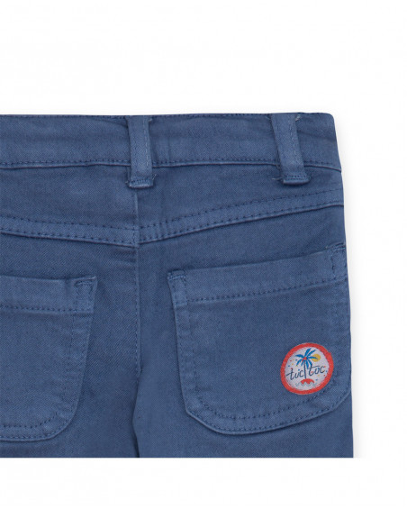 Pantalon en sergé fleurs fille bleu enjoy the sun Pantalon en sergé fleurs fille bleu enjoy the sun