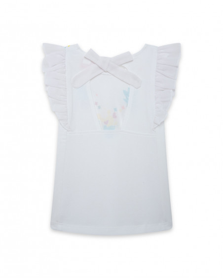 Tee-shirt en jersey volants fille blanche funcactus