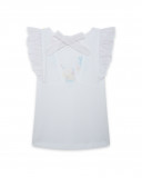 Tee-shirt en jersey volants fille blanche funcactus Tee-shirt en jersey volants fille blanche funcactus
