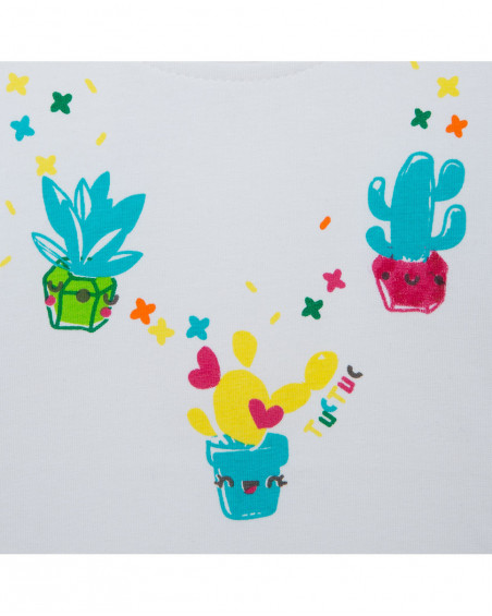 Tee-shirt en jersey volants fille blanche funcactus