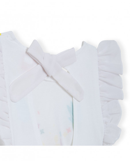 Tee-shirt en jersey volants fille blanche funcactus
