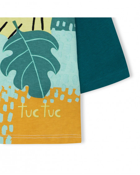 Tee-shirt en jersey manche longue garçon vert in the jungle