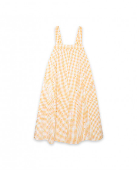 Maman robe chasuble à carreaux fille orange picnic time Maman robe chasuble à carreaux fille orange picnic time