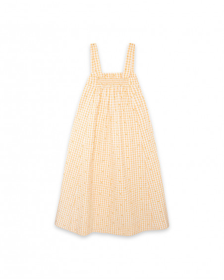 Maman robe chasuble à carreaux fille orange picnic time Maman robe chasuble à carreaux fille orange picnic time