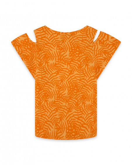 Tee-shirt en jersey fleur fille orange summer festival Tee-shirt en jersey fleur fille orange summer festival