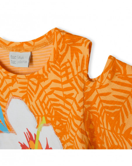 Tee-shirt en jersey fleur fille orange summer festival Tee-shirt en jersey fleur fille orange summer festival