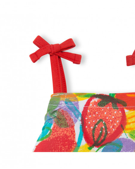 Tee-shirt en jersey bretelles fille rouge fruitty time Tee-shirt en jersey bretelles fille rouge fruitty time