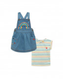 Robe en jeans et tee-shirt à rayures fille bleu smile today Robe en jeans et tee-shirt à rayures fille bleu smile today
