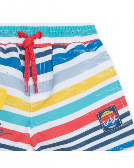 Short de bain à rayures garçon blanche enjoy the sun Short de bain à rayures garçon blanche enjoy the sun
