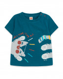 Tee-shirt en jersey imprimée fille bleu smile today Tee-shirt en jersey imprimée fille bleu smile today