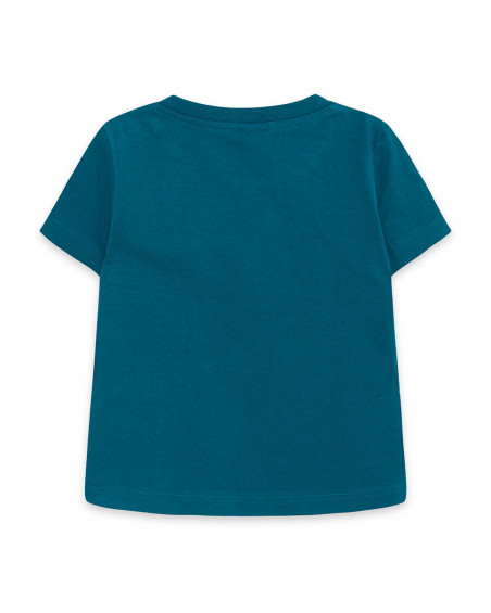 Tee-shirt en jersey imprimée fille bleu smile today Tee-shirt en jersey imprimée fille bleu smile today