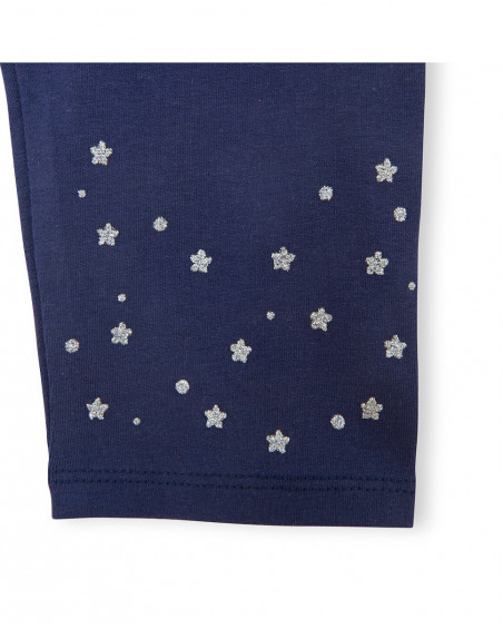 Leggings cycliste en jersey étoiles fille marine basicos kids Leggings cycliste en jersey étoiles fille marine basicos kids