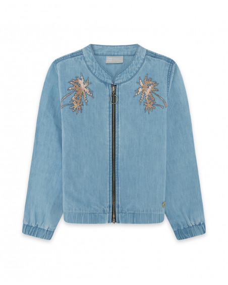 Veste en jeans avec fermeture éclair fille bleu venice beach