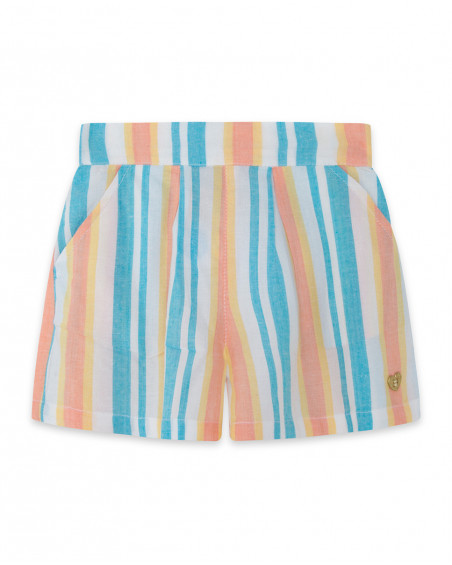 Short en popeline à rayures fille bleu venice beach Short en popeline à rayures fille bleu venice beach