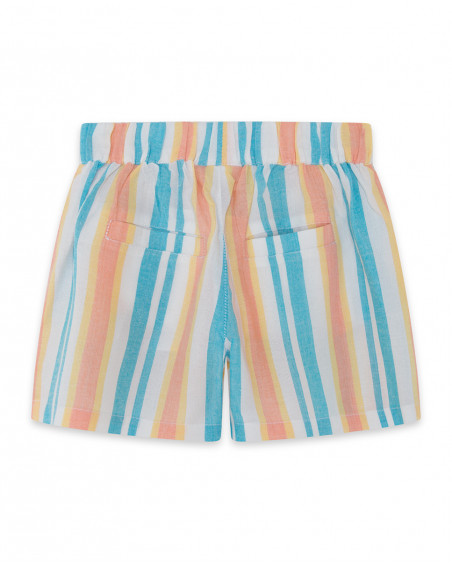 Short en popeline à rayures fille bleu venice beach Short en popeline à rayures fille bleu venice beach
