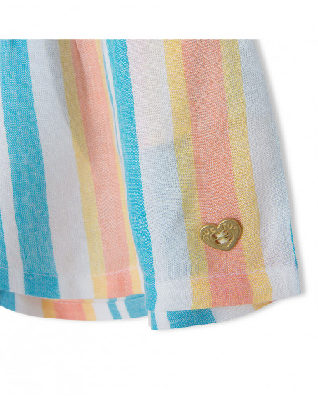 Short en popeline à rayures fille bleu venice beach Short en popeline à rayures fille bleu venice beach