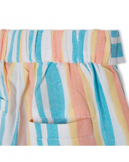 Short en popeline à rayures fille bleu venice beach Short en popeline à rayures fille bleu venice beach