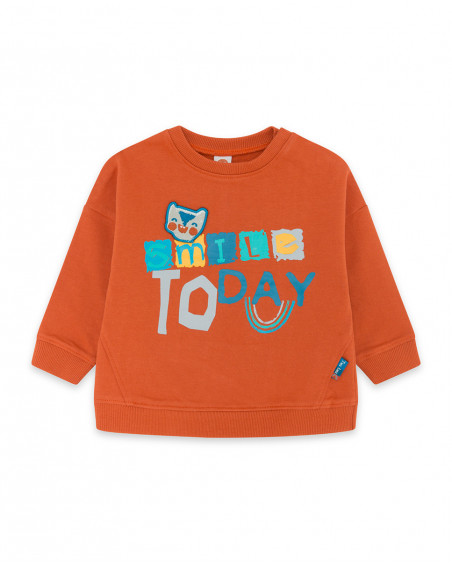 Sweat-shirt en peluche fermée fille orange smile today Sweat-shirt en peluche fermée fille orange smile today