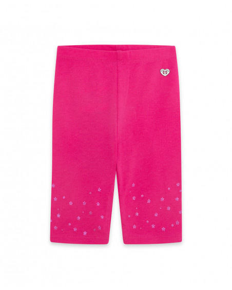 Leggings cycliste en jersey étoiles fille fucsia basicos kids