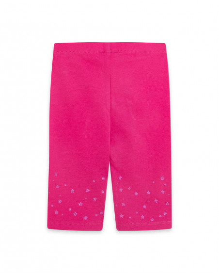 Leggings cycliste en jersey étoiles fille fucsia basicos kids
