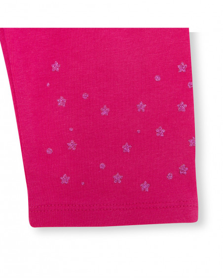 Leggings cycliste en jersey étoiles fille fucsia basicos kids
