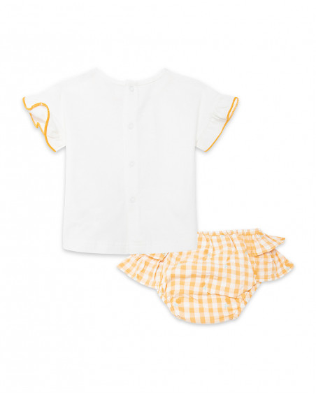 Tee-shirt en jersey et short à carreaux fille beige picnic time Tee-shirt en jersey et short à carreaux fille beige picnic time