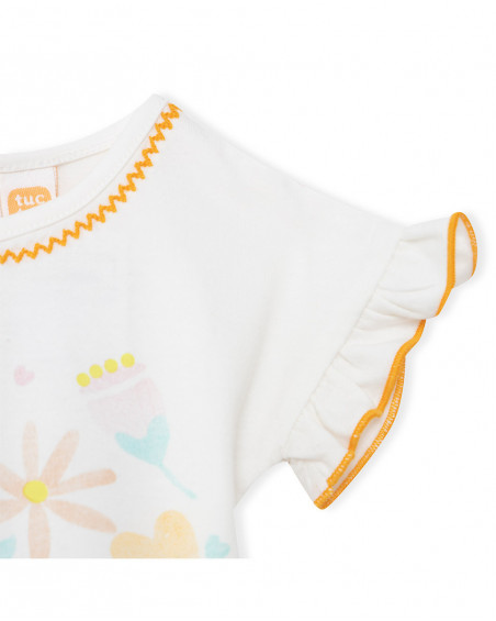 Tee-shirt en jersey et short à carreaux fille beige picnic time Tee-shirt en jersey et short à carreaux fille beige picnic time