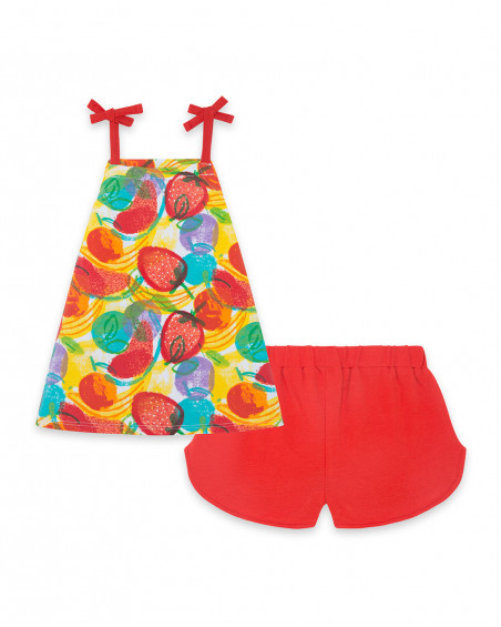 Tee-shirt et short en jersey lien fille rouge fruitty time Tee-shirt et short en jersey lien fille rouge fruitty time